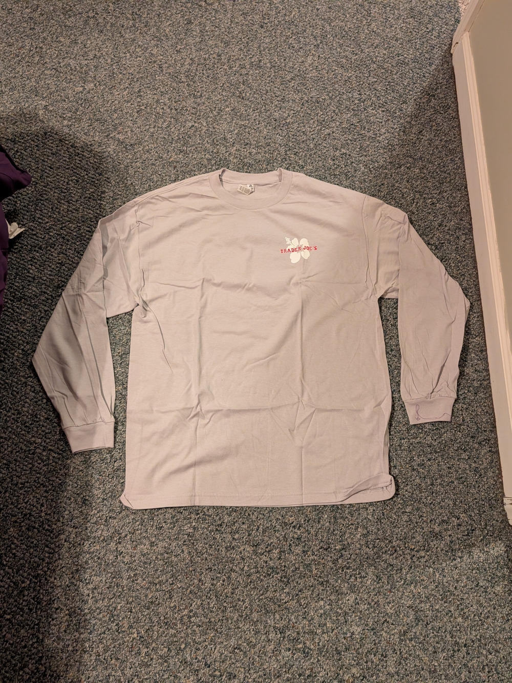 Alstyle Light Gray Long Sleeve Crewneck Shirt with Small Chest Logo
